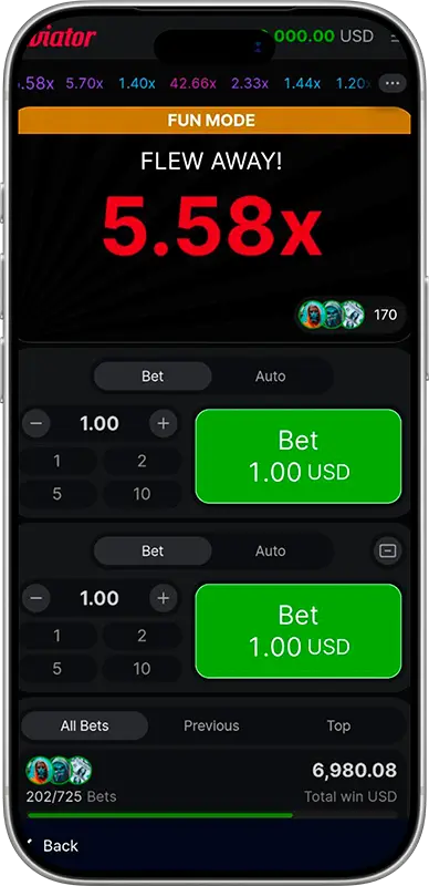 Aviator game online screenshot 2 — Spribe crash game